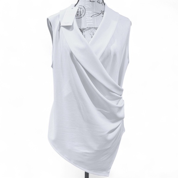 Grace Karin Tops - Grace Karin White Sleeveless Wrap V-Neck Asymmetrical Blouse – Size XL